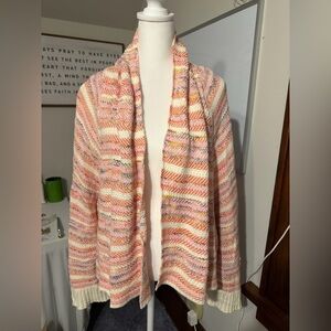 Anthropology (Moth) Pink and Orange Striped Cardigan